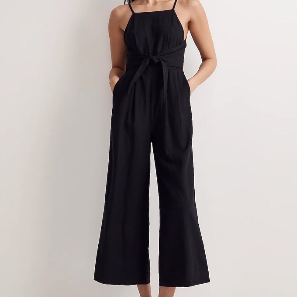 MADEWELL Tie Waist Crop Wide-Leg Jumpsuit